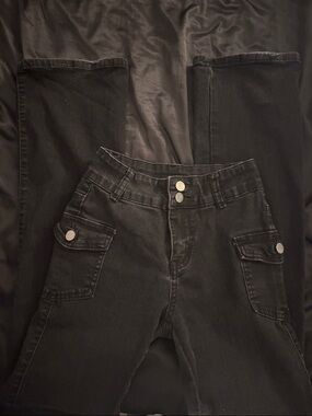 black mid waist flared jeans